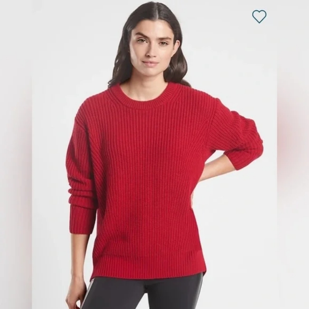 Athleta Cascades Wool Blend Crew Sweater in Candy Red - Size XS